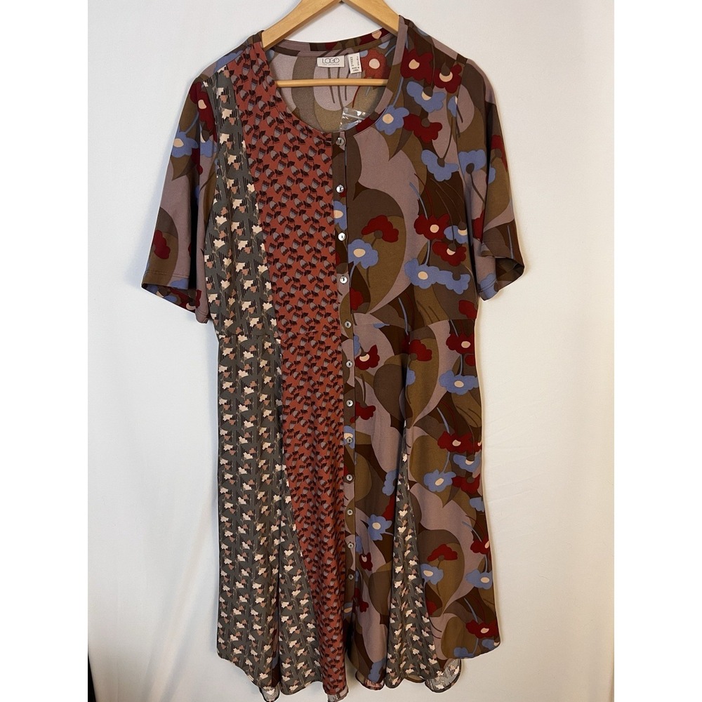 LOGO lori goldstein Patchwork‎ Floral Boho Dress Size Small